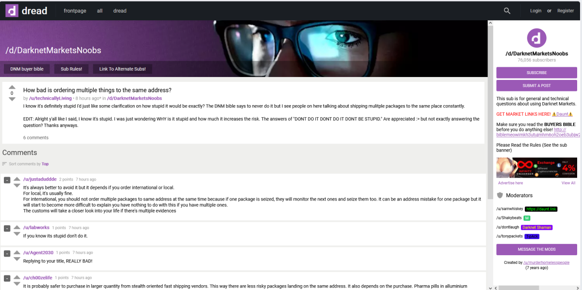Dread Forum subdread layout for organized discussions